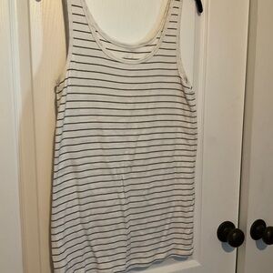 a new day White and Black Striped Tank Top